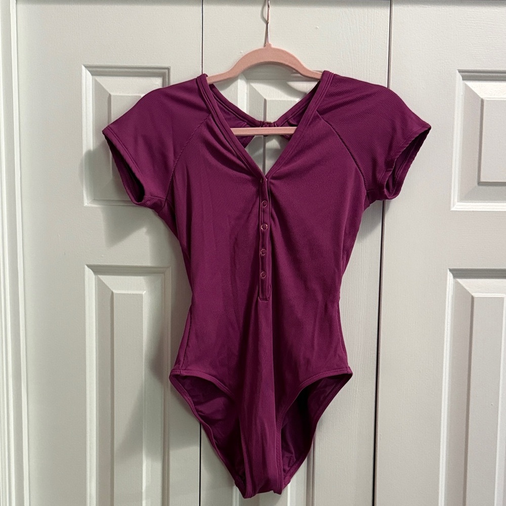 Robin Piccone Plum Short-Sleeve Bodysuit